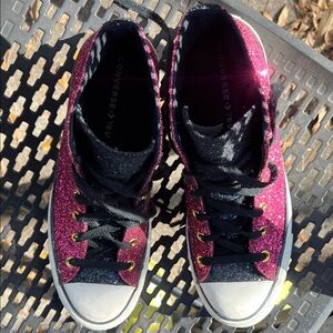 Converse Glitter Pink and Black High-Top Sneakers